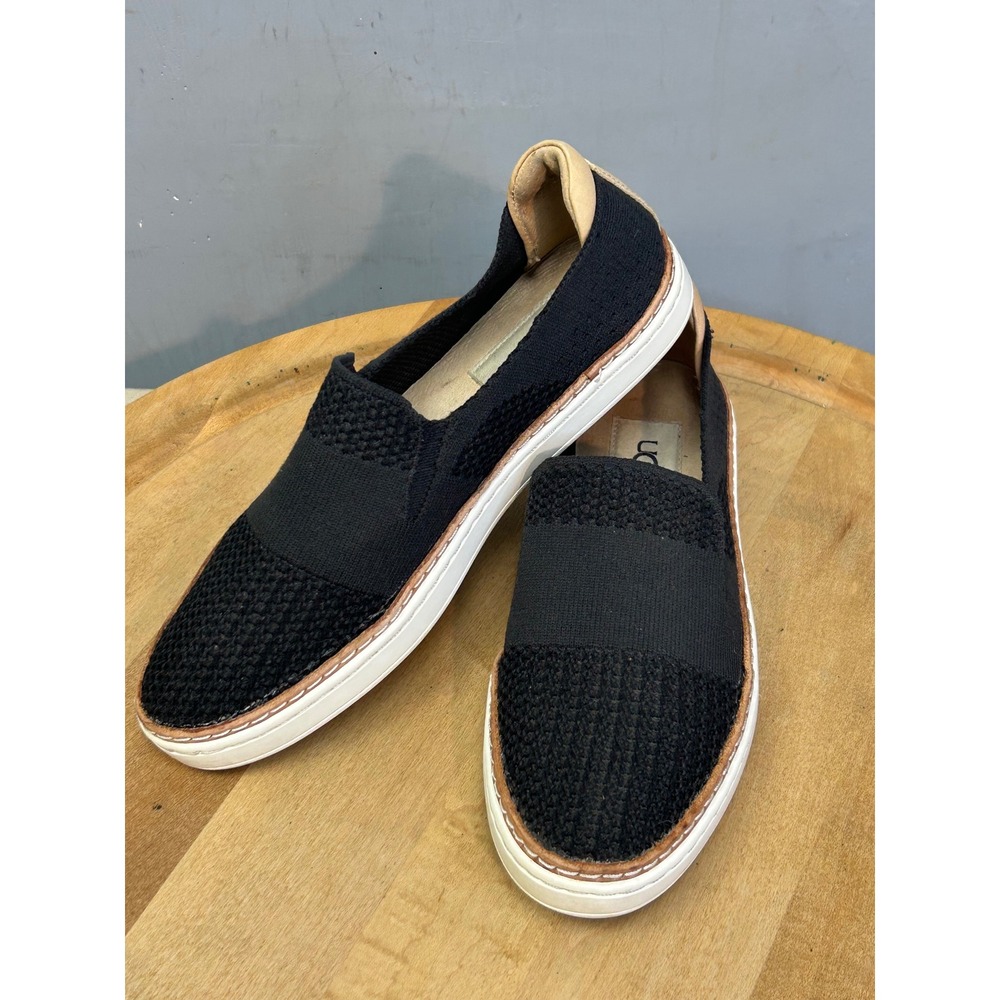 UGG Slip On Sneaker Womens 5 Black Sammy 1016756 Knit Casual Comfort Flat Shoes